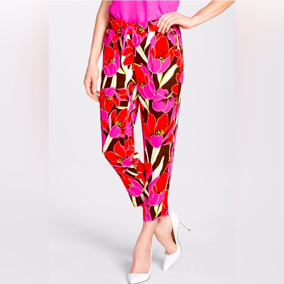 Kate Spade Pink Tropical Hutton Lounge Pants Floral Rio De Janeiro Size 0 - Picture 1 of 8